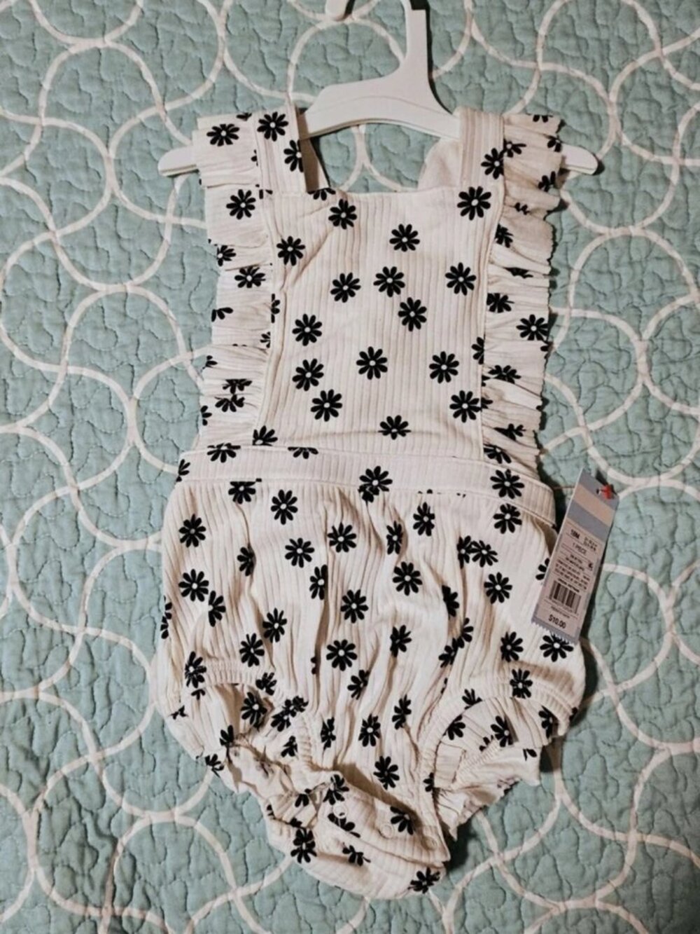 NWT Cat & Jack Girls Sz 18 Months White Floral Sleeveless Romper